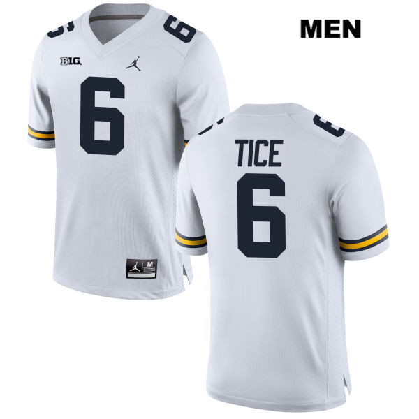 Men's NCAA Michigan Wolverines Ryan Tice #6 White Jordan Brand Authentic Stitched Football College Jersey SF25M12SZ